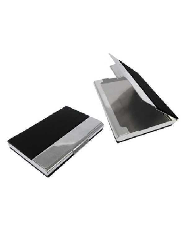 Tarjetero tapa negra y plateada