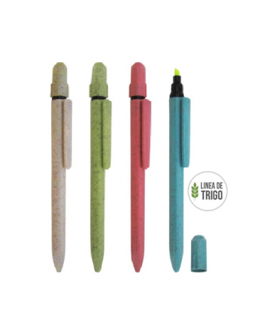 Lapicero Fibra Trigo Resaltador