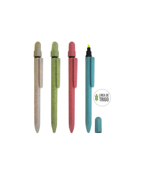 Lapicero Fibra Trigo Resaltador